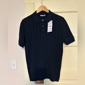 Zara ribbed knitted polo men’s L